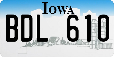 IA license plate BDL610