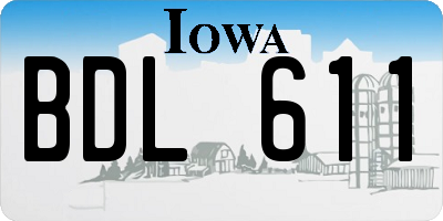 IA license plate BDL611