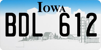 IA license plate BDL612