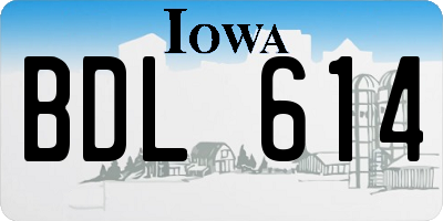 IA license plate BDL614