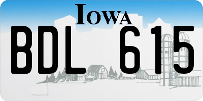 IA license plate BDL615