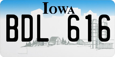 IA license plate BDL616