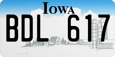 IA license plate BDL617