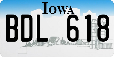 IA license plate BDL618