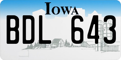 IA license plate BDL643