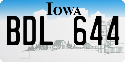 IA license plate BDL644