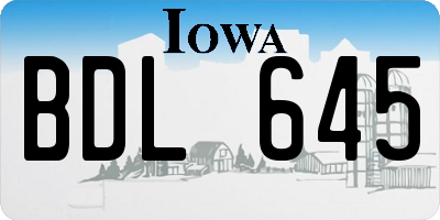 IA license plate BDL645