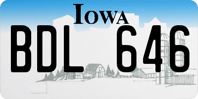 IA license plate BDL646