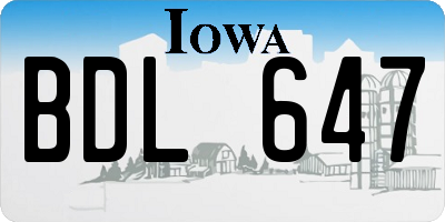 IA license plate BDL647
