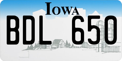 IA license plate BDL650