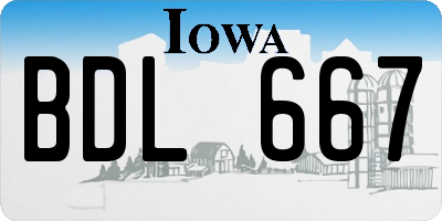 IA license plate BDL667