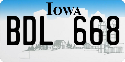 IA license plate BDL668