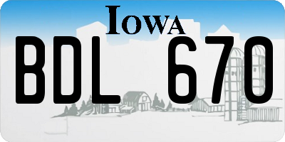 IA license plate BDL670
