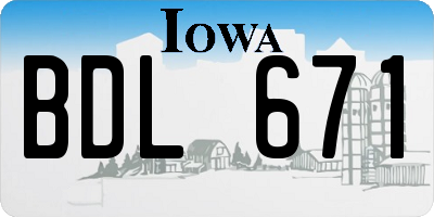 IA license plate BDL671