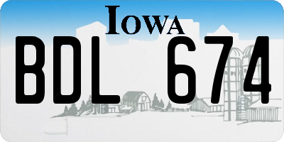 IA license plate BDL674