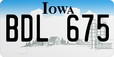 IA license plate BDL675