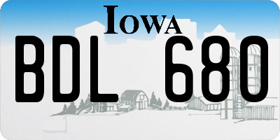 IA license plate BDL680