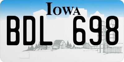 IA license plate BDL698