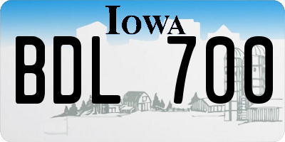 IA license plate BDL700