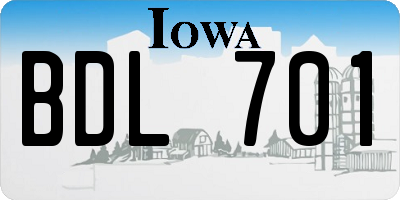 IA license plate BDL701