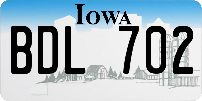 IA license plate BDL702
