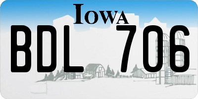 IA license plate BDL706