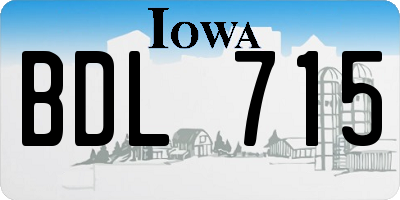 IA license plate BDL715