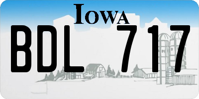 IA license plate BDL717
