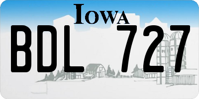 IA license plate BDL727