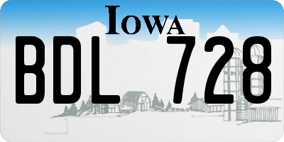 IA license plate BDL728