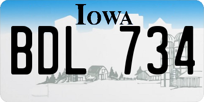 IA license plate BDL734