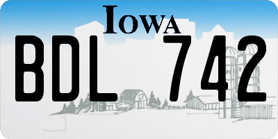 IA license plate BDL742