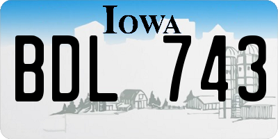 IA license plate BDL743