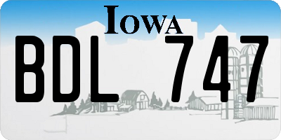 IA license plate BDL747