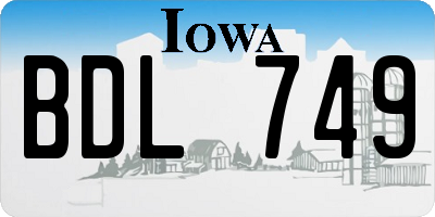 IA license plate BDL749