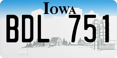 IA license plate BDL751