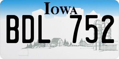 IA license plate BDL752