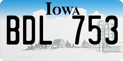 IA license plate BDL753
