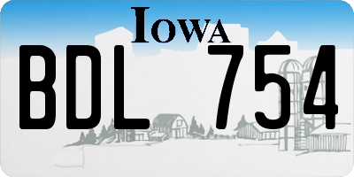 IA license plate BDL754