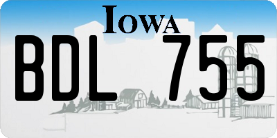 IA license plate BDL755