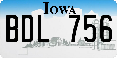 IA license plate BDL756