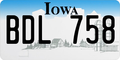 IA license plate BDL758