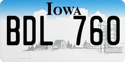 IA license plate BDL760