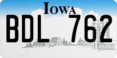 IA license plate BDL762