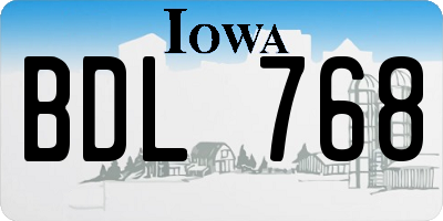 IA license plate BDL768