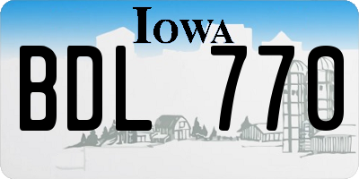 IA license plate BDL770