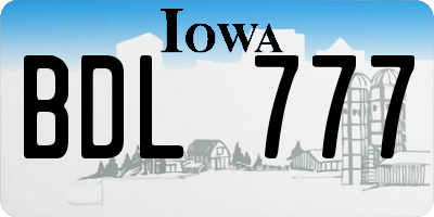 IA license plate BDL777