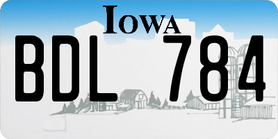 IA license plate BDL784