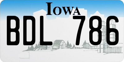 IA license plate BDL786
