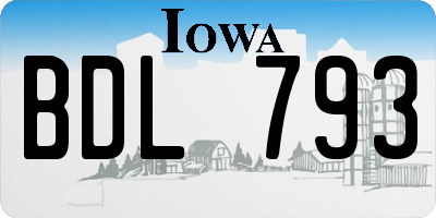 IA license plate BDL793